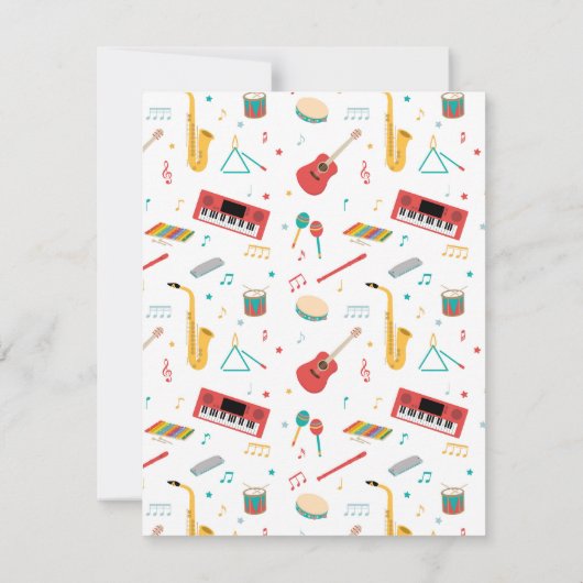 Muziek Instrumenten Muziek Thema Patroon Notitiekaartje (Achterkant)