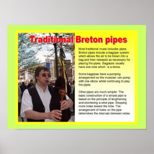 Muziek, instrumenten, traditionele Bretonbuizen Poster