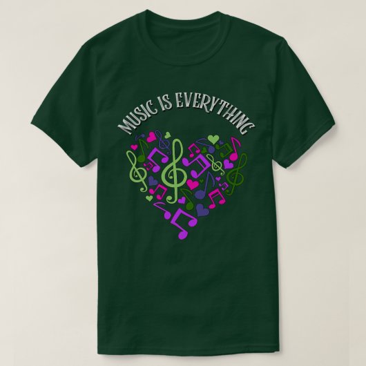 Muziek is alles Musical Notes Heart T-shirt (Design voorkant)