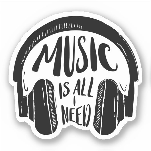 Muziek is alles wat ik nodig heb sticker (Voorkant)