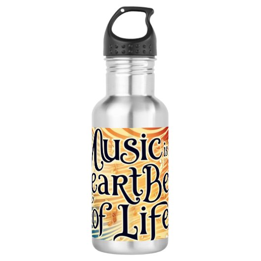 Muziek is de Hartslag van het Leven 2 Waterfles (Voorkant)