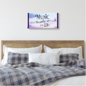 Muziek is de Hartslag van het Leven Canvas Afdruk (Insitu (Slaapkamer))