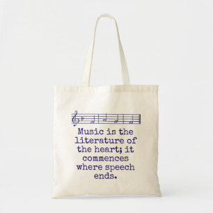 muziek is de literatuur van de kunst - muziekquote tote bag
