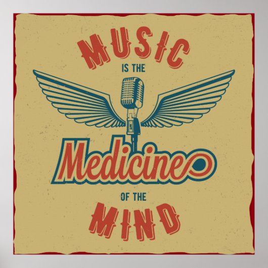 Muziek is de Medicine Retro Wallart Poster (Voorkant)