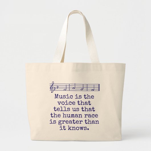 Muziek is de stem die vertelt - het Citaat van de  Grote Tote Bag (Voorkant)