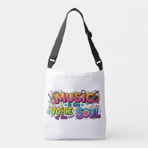 Muziek is de Stem van de Ziel Retro Pop Art Crossbody Tas