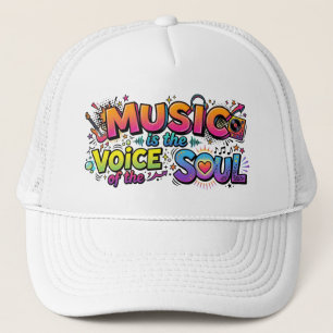 Muziek is de Stem van de Ziel Retro Pop Art Trucker Pet
