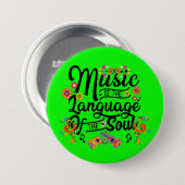 Muziek is de taal van de ziel ronde button 7,6 cm (Voorkant /achterkant)