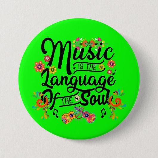 Muziek is de taal van de ziel ronde button 7,6 cm (Voorkant)