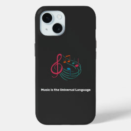 "Muziek is de universele taal." MUZIEKLIEFHEBBER iPhone 15 Case