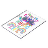 Muziek is een levensslogan Cool Retro Art Design Notitieboek (Linkerzijde)
