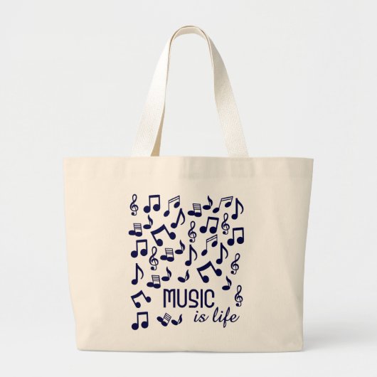 Muziek is een levenszak grote tote bag (Voorkant)