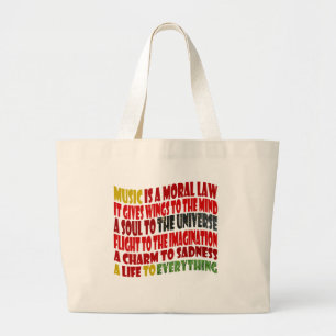 Muziek is een morele wet grote tote bag