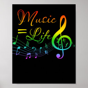 Muziek is gelijk aan leven Treble Clef Music Lover Poster