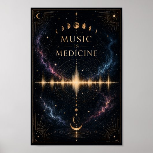 Muziek Is Geneeskunde Poster | Hemelse Geluidsgolf (Voorkant)