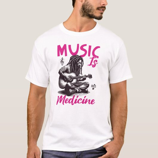Muziek is geneeskunde t-shirt (Voorkant)