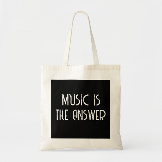 Muziek is het antwoord op muziek tote bag (Voorkant)