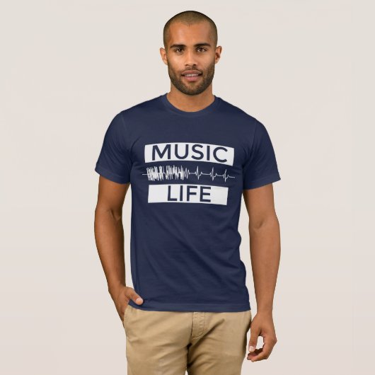 Muziek is het leven donker t-shirt (Voorkant volledig)