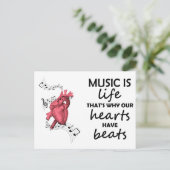 Muziek is het leven, het Afdrukken van het hart, h Briefkaart (Staand voorkant)