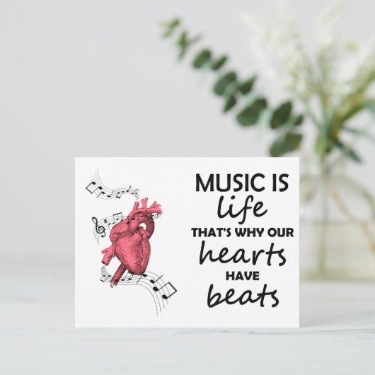 Muziek is het leven, het Afdrukken van het hart, h Briefkaart (Staand voorkant)