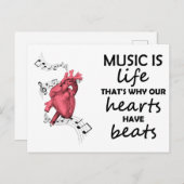 Muziek is het leven, het Afdrukken van het hart, h Briefkaart (Voorkant / Achterkant)