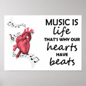 Muziek is het leven, het Afdrukken van het hart, h Poster (Voorkant)