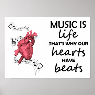 Muziek is het leven, het Afdrukken van het hart, h Poster