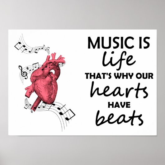 Muziek is het leven, het Afdrukken van het hart, h Poster (Voorkant)