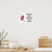 Muziek is het leven, het Afdrukken van het hart, h Poster (Keuken)