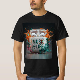 Muziek is het leven - kleurrijke Air Pods T-shirt