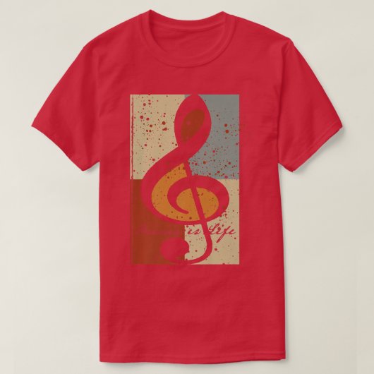 Muziek is het leven Treble Clef T-shirt (Design voorkant)