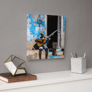 Muziek is het medicijn van de geest vierkante klok