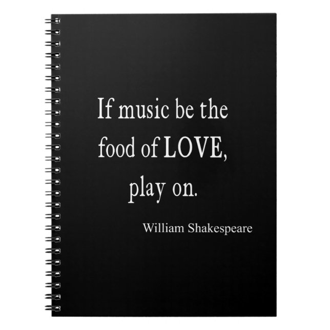 Muziek is het voedsel van de Liefde Shakespeare Qu Notitieboek (Voorkant)