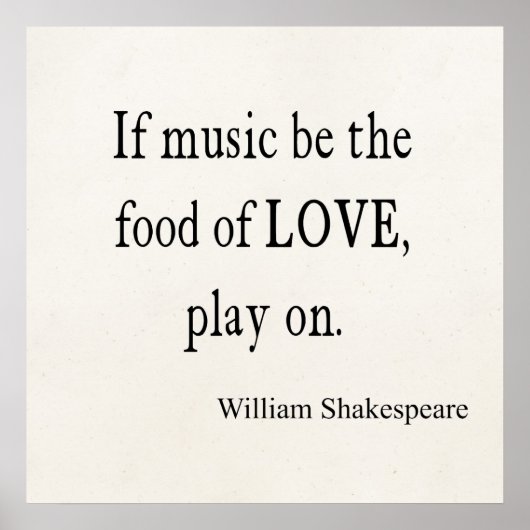 Muziek is het voedsel van de Liefde Shakespeare Qu Poster (Voorkant)
