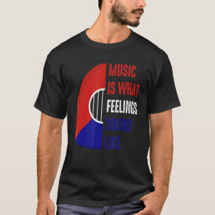 Muziek is hoe gevoel klinkt als gitaarplectrumspee t-shirt