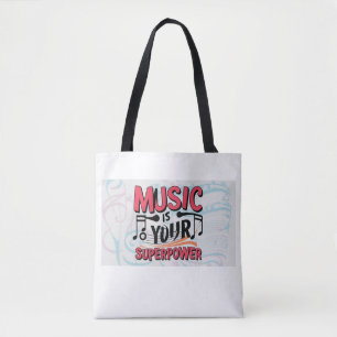 Muziek is je superkracht optie 2 tote bag
