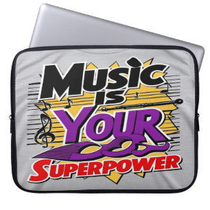 Muziek is je superkracht optie 3 laptop sleeve