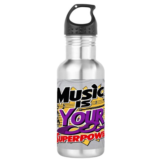 Muziek is je Superpower 3 Waterfles (Voorkant)