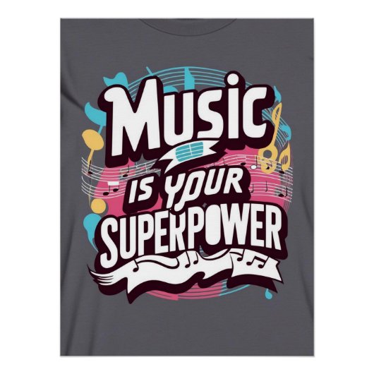 Muziek is je Superpower optie 2 Perfect Poster (Voorkant)