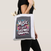 Muziek is je Superpower optie 3 Tote Bag (Dichtbij)