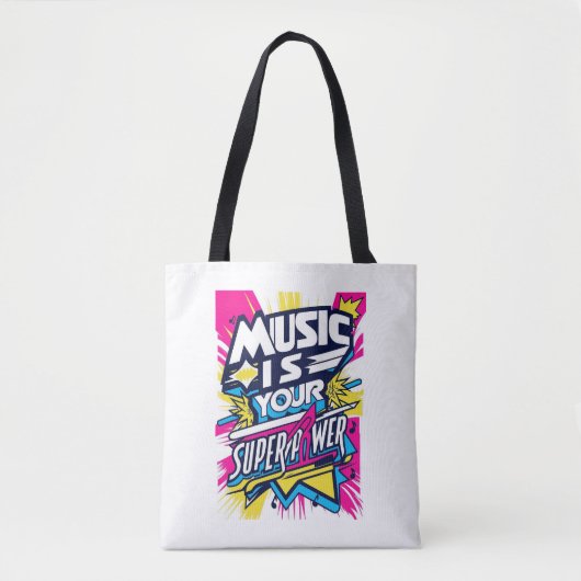 Muziek is je Superpower Tote Bag (Voorkant)