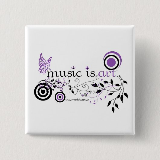 Muziek is kunst vierkante button 5,1 cm (Voorkant)