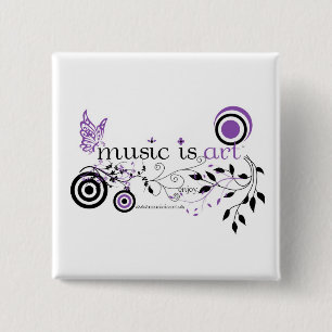 Muziek is kunst vierkante button 5,1 cm