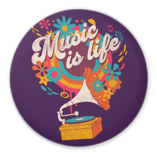 Muziek is leven keramische knop (Voorkant)