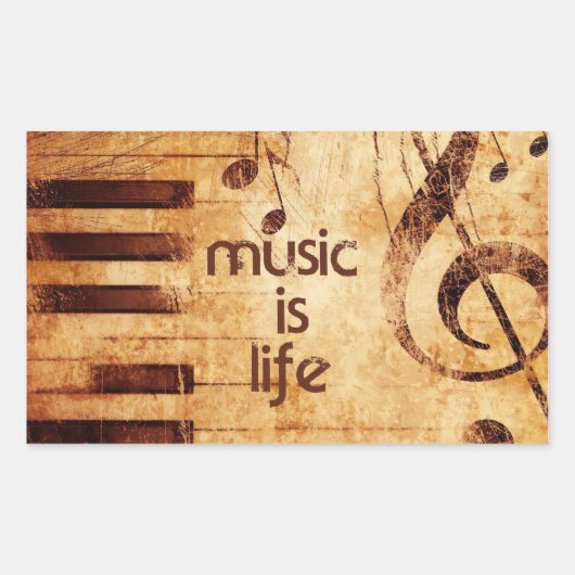 Muziek is leven rechthoekige sticker (Voorkant)