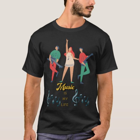 Muziek Is Leven retro T-shirt (Voorkant)