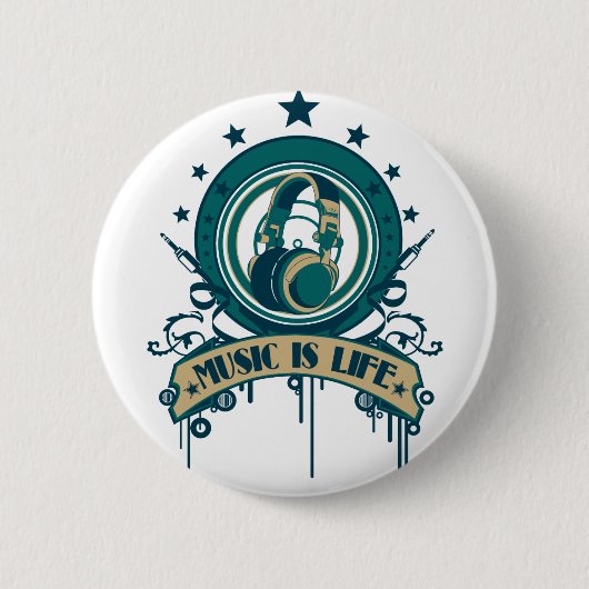 Muziek is leven ronde button 5,7 cm (Voorkant)