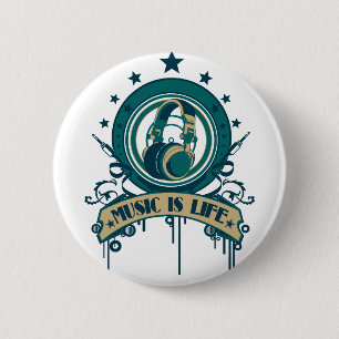 Muziek is leven ronde button 5,7 cm