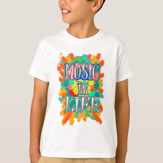 Muziek is leven t-shirt (Voorkant)
