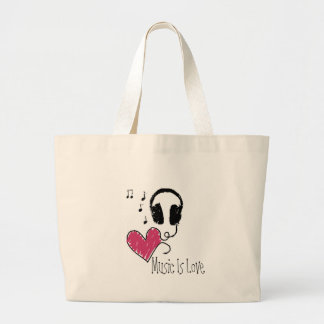 Muziek is liefde grote tote bag
